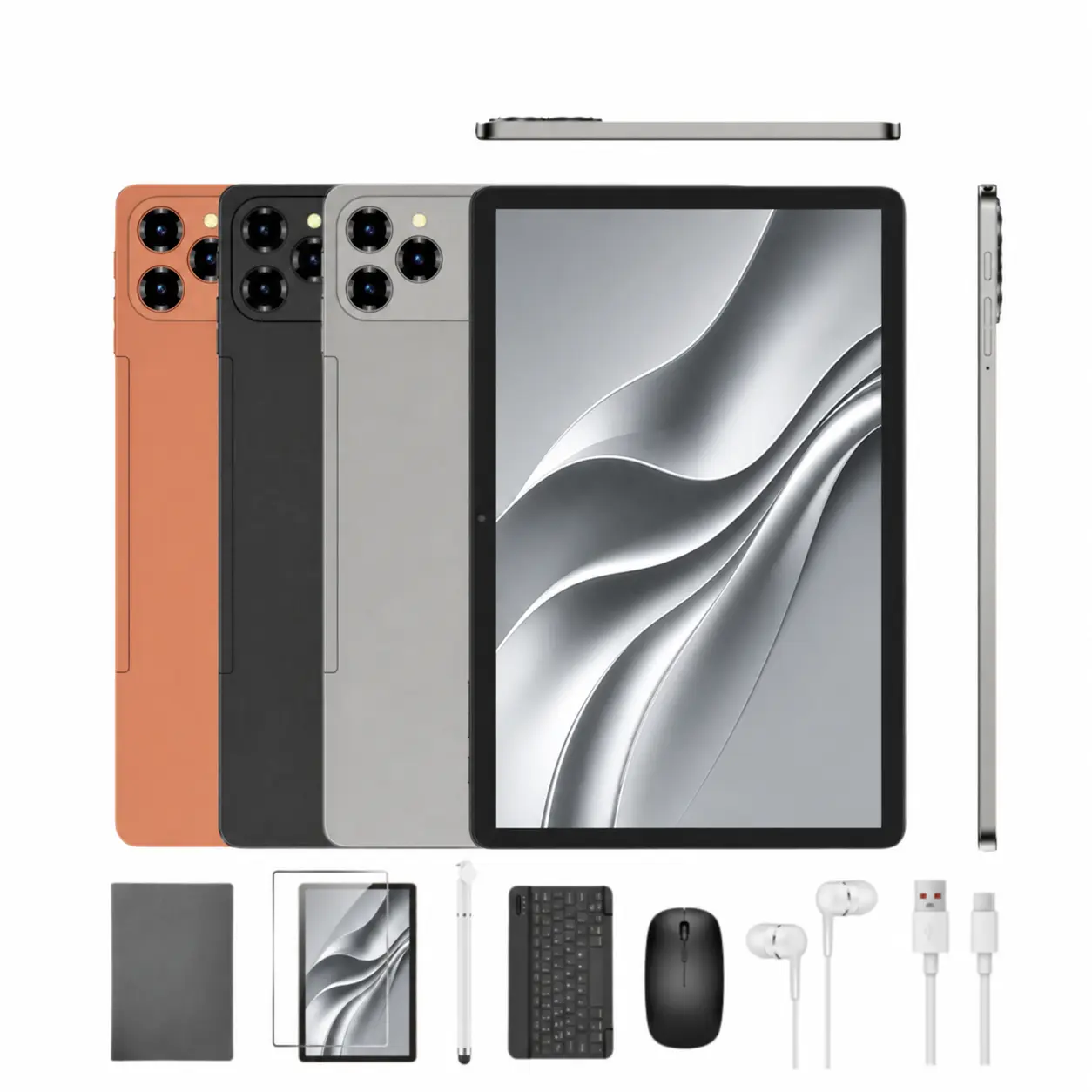 W&O 2026 New 11 In IPS Display Tablet Bundle (Gray, 11.1-inch), 4+8GB RAM+256GB ROM, 7-in-1 Set with Keyboard, Case, Stylus, Mouse, Earbuds & Charger, WiFi6 + BT5, 10000mAh Battery, Ideal Holiday Gift