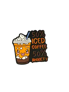 F/COF4 (1)PC 1.1" 50% Iced Coffee 50% Anxiety W/Iced Coffee Focal Bead for DIY Keychains, Wristlets, Cup Charms, Car Charms ETC