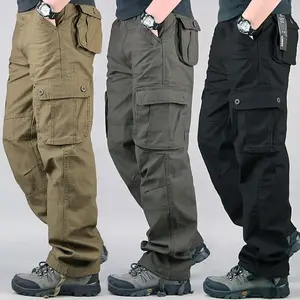 Men's Heavy Duty Tactical Cargo Pants - Large Size High Rise Cotton Tear-Resistant Fabric with 6 Pockets Camouflage Work Pants Suitable for Hiking Construction Outdoor Casual Pants2025