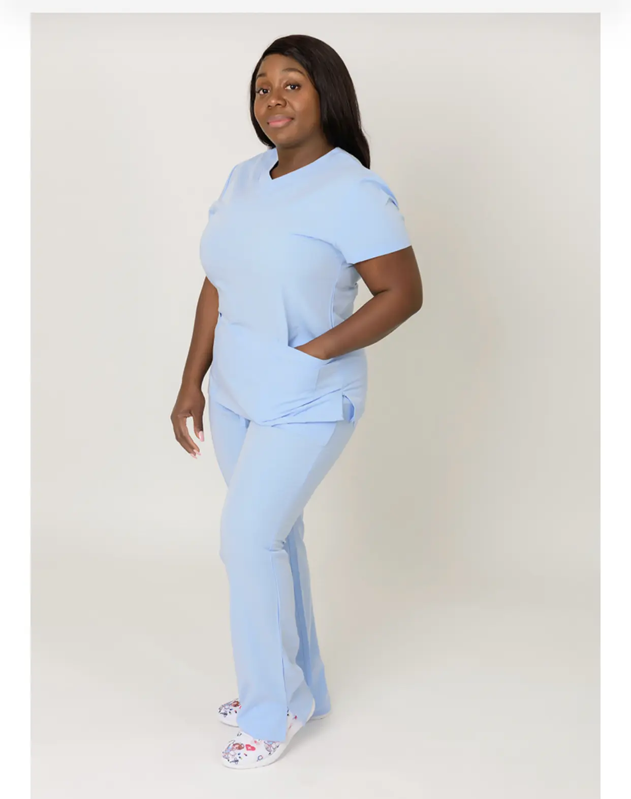 Cali's Scrub Classic Three Pockets Scrub Pants Boot Cut Solid Color Baby Blue Scrub Uniform Nurses