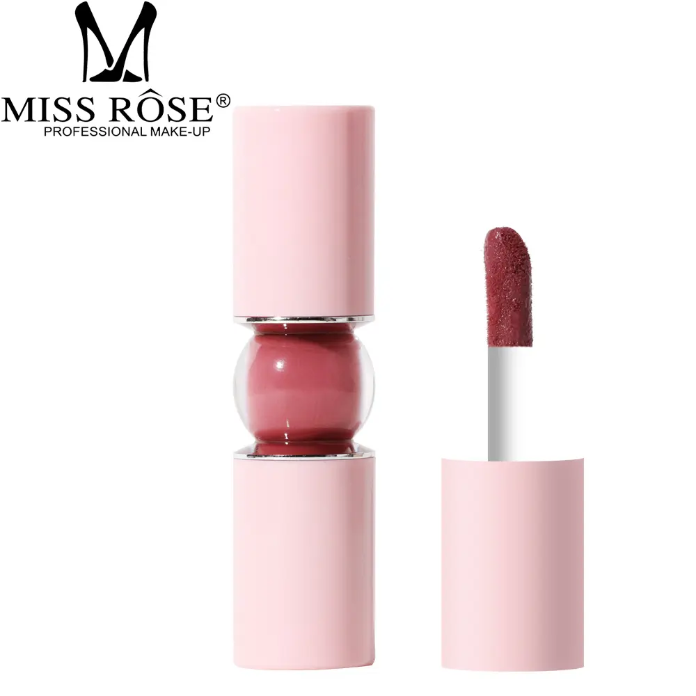 Miss Rose 2025 New Matte Matte Lip Glaze in Pink Tube with Glass Cap