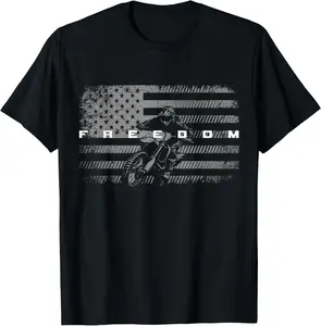 Casual Cotton shortsleeve tees American Flag Dirt Bike Motocross T-Shirt