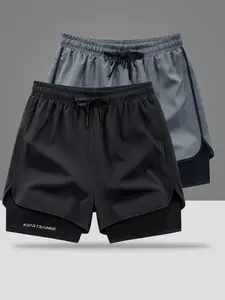 Two piece double layer design sports shorts with a loose outer layer and a snug lining combine perfectly for breathable, quick dry performance suitable for running, workouts, and everyday casual wear