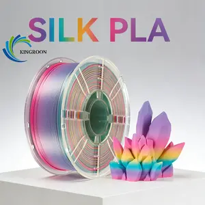 Kingroon Silk PLA Rainbow Filament 1.75mm 1kg Smooth Glossy Surface Color-Changing for 3D Printing with Unique Silky Texture and No Tangling