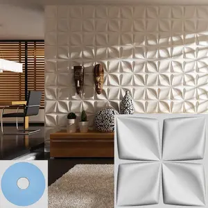 3D Wall Panel, Wall Board Panel, Four-leaf Patterned Wall Panel with Mounting Tape, Wall Decoration Supplies for Home Living Room Bedroom Hotel Office