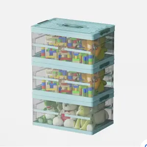 2  Pack Collapsible Storage Bins with Lids, Clear Plastic Foldable Storage Box