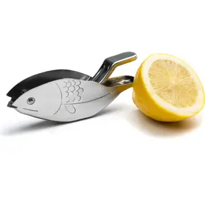 Sturdy Stainless Steel Lemon Squeezer with Fish Design 1.25 x 5 x 2.75 inch Kitchen Utensil for Fresh Citrus Juice & Seafood