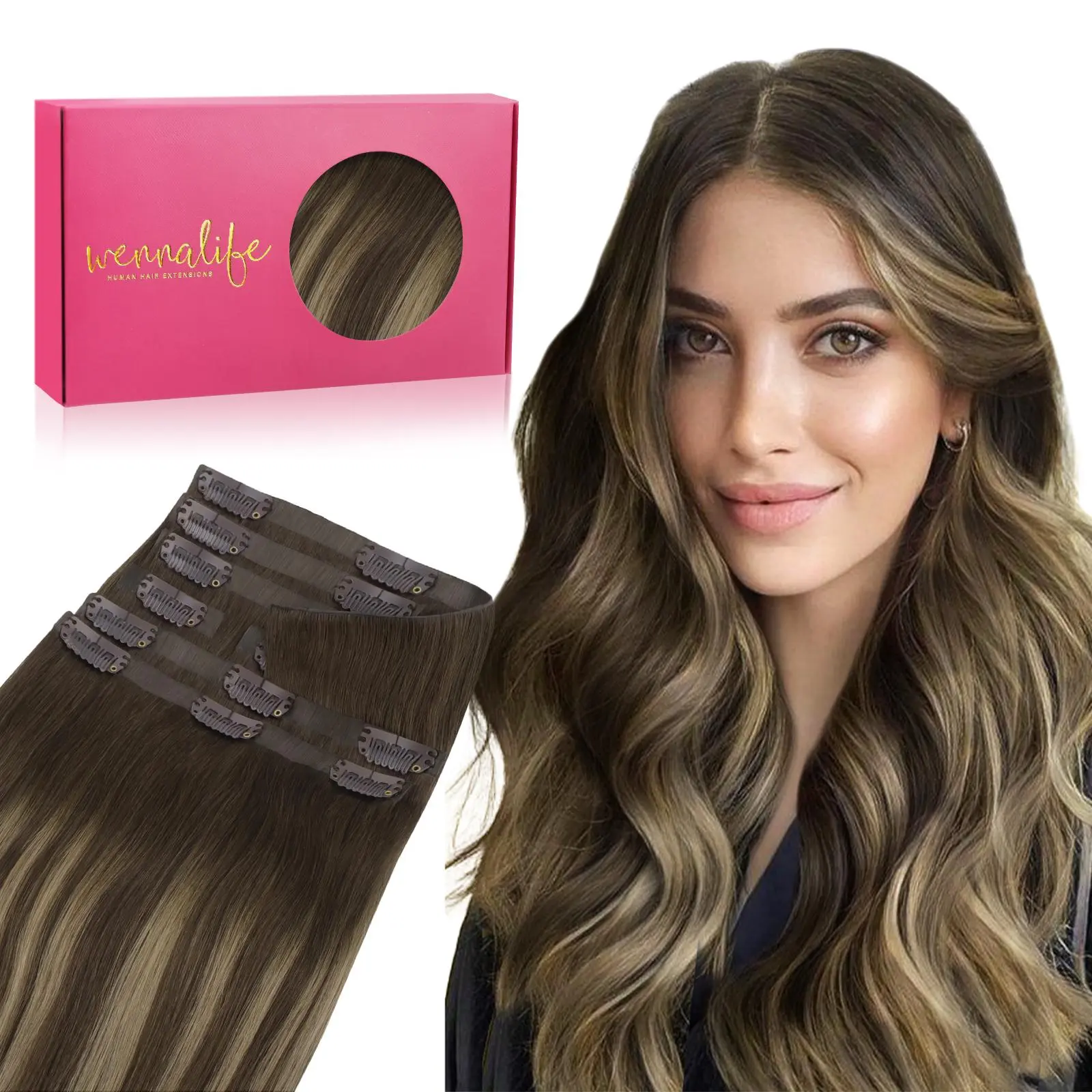 #4/27/4 Balayage Chocolate Brown to Caramel Blonde