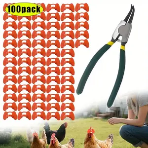 100Pcs/Set Pinless Peepers with Pliers,Chicken Peepers Pheasant Poultry Blinders Spectacles Anti-Pecking Eye Glasses Pliers Tool for Pet Middle,Christmas Party Gifts,Hand Tools Kits