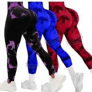 Women's 3-Pack Ultra Colorful Vibrant Color Tie Dye High-Waisted Leggings, Scrunch Rear Lifting, Tummy Control, Squat-Proof Compression Full-Length Athletic Workout Yoga Pants, Ultra Colorful Leggings, Vibrant Color Leggings