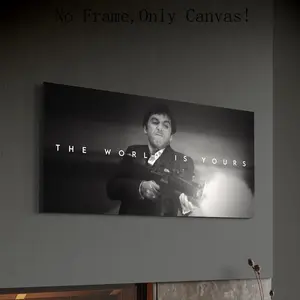 Iconic Tony Montana Scarface "The World Is Yours" Artistic Poster - Unframed Style, Waterproof Wall Print, Motivational Room Decor, Cool Room Decor, Home Supplies with Included Box for Bedroom Use