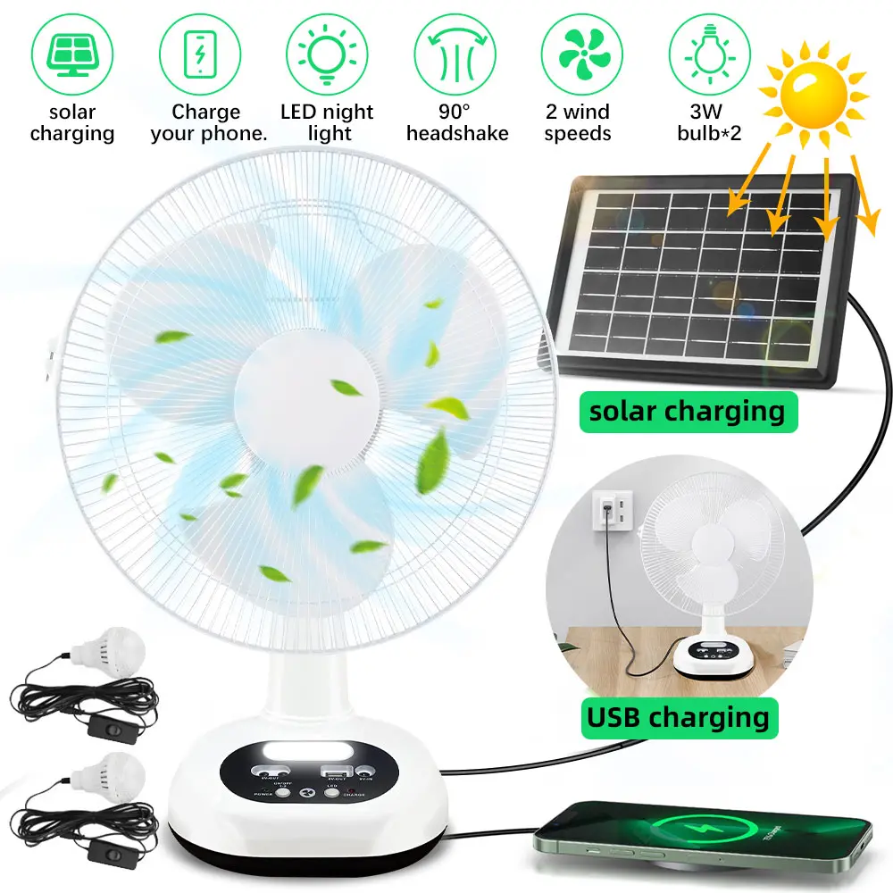 Solar Powered Fan, Max 42H Runtime Rechargeable Solar Camping Fan with LED Lantern, Portable Fan with Solar Panel, Battery Operated Outdoor Tent Fan, Suitable for Bedroom, Desktop and Floor Use, Camping Essentials Accessories
