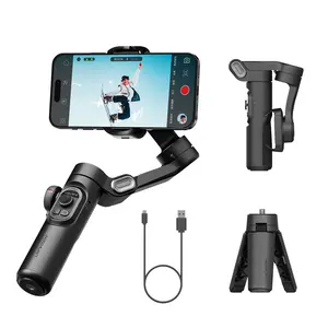 AOCHUAN 3-Axis Gimbal Stabilizer for Smartphone, Gimbal w/RGB Magnetic Fill Light Upgraded Face Tracking Focus Wheel Foldable iPhone Gimbal for iPhone/Android Phone gimbal Vlog Recording Smart XE