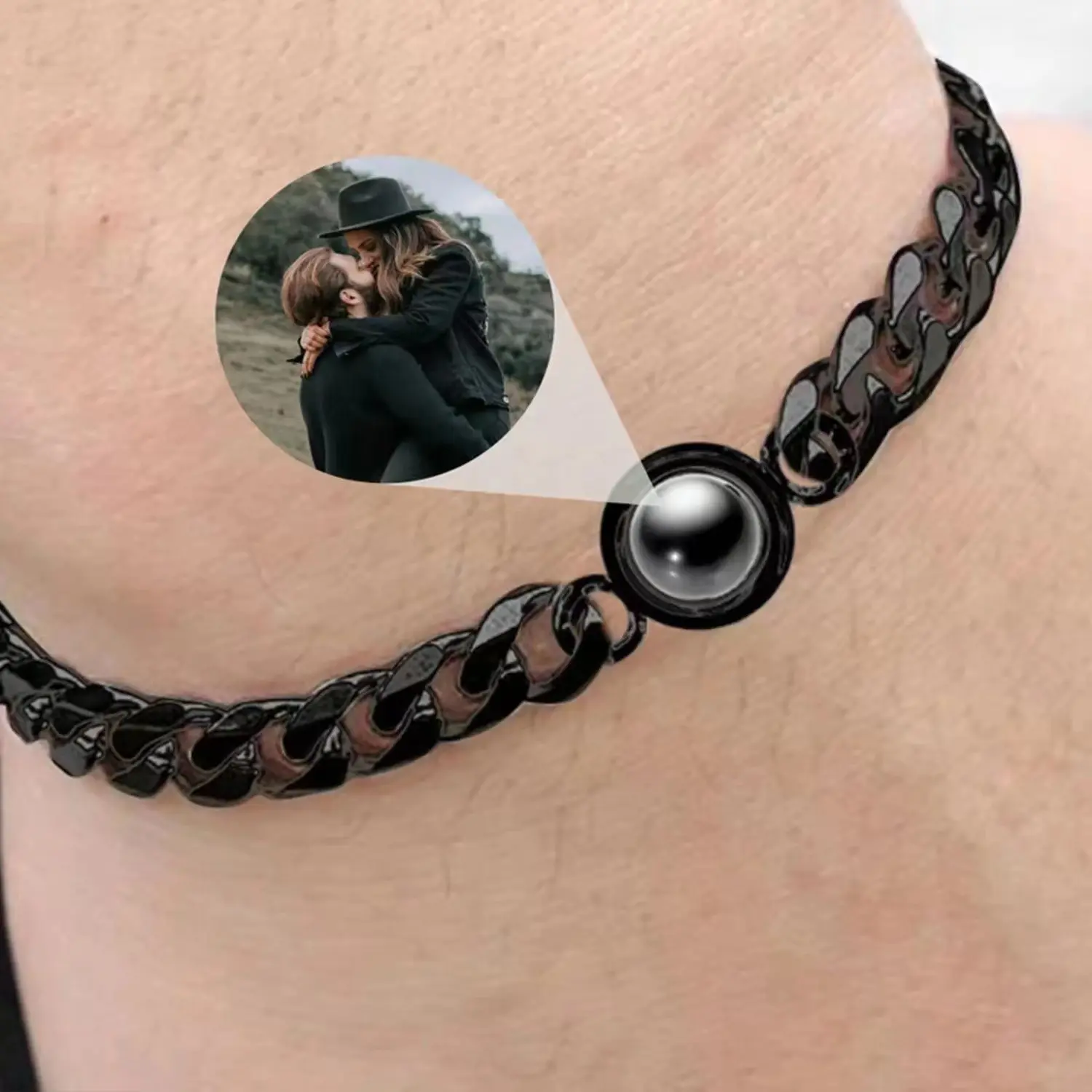 Personalized Photo Projection Bracelet • Custom Photo Cuban Chain Bracelet • Memorial Bracelets • Gift for Dad and Mom