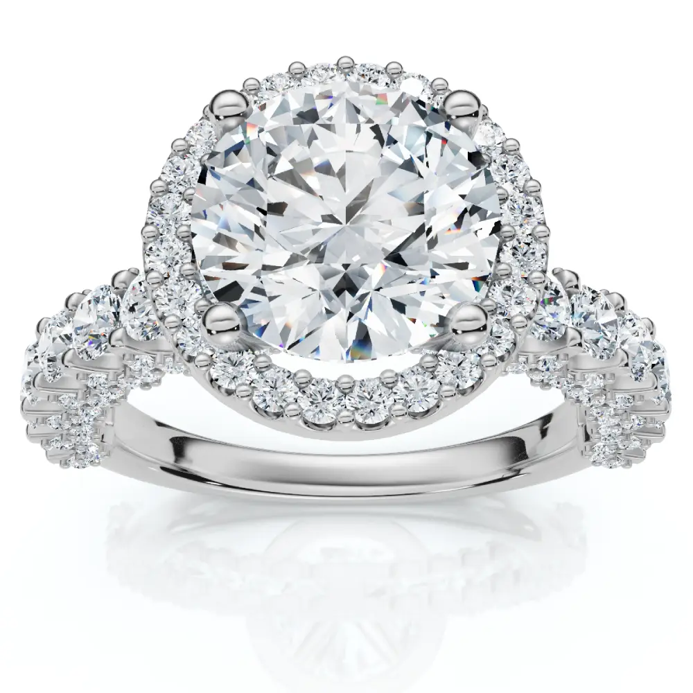 Certified 3 1/5Ct Pave Diamond Engagement Ring 14k Gold Lab Grown