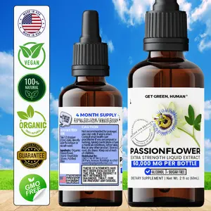 Organic Passionflower Tincture Get Green Human Herbal Liquid Supplement 60000mg for Sleep and Stress Relief with Passionflower Extract