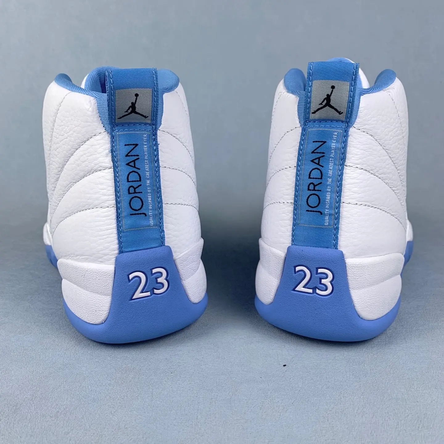 Brand New Sealed Unisex Cow Leather Mid-Top Retro Basketball Sneakers - Number 23 Heel Tag, Flat White Laces, Light Blue Rubber Outsole, Breathable Mesh, White & Light Blue, Casual Street Sports Shoes With Original Shoe Box, Mid Tops