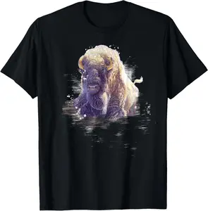 Cotton Graphic Tees Streetwear Gifts  Great Native American White Buffalo Sacred Spirit Animal T-Shirt