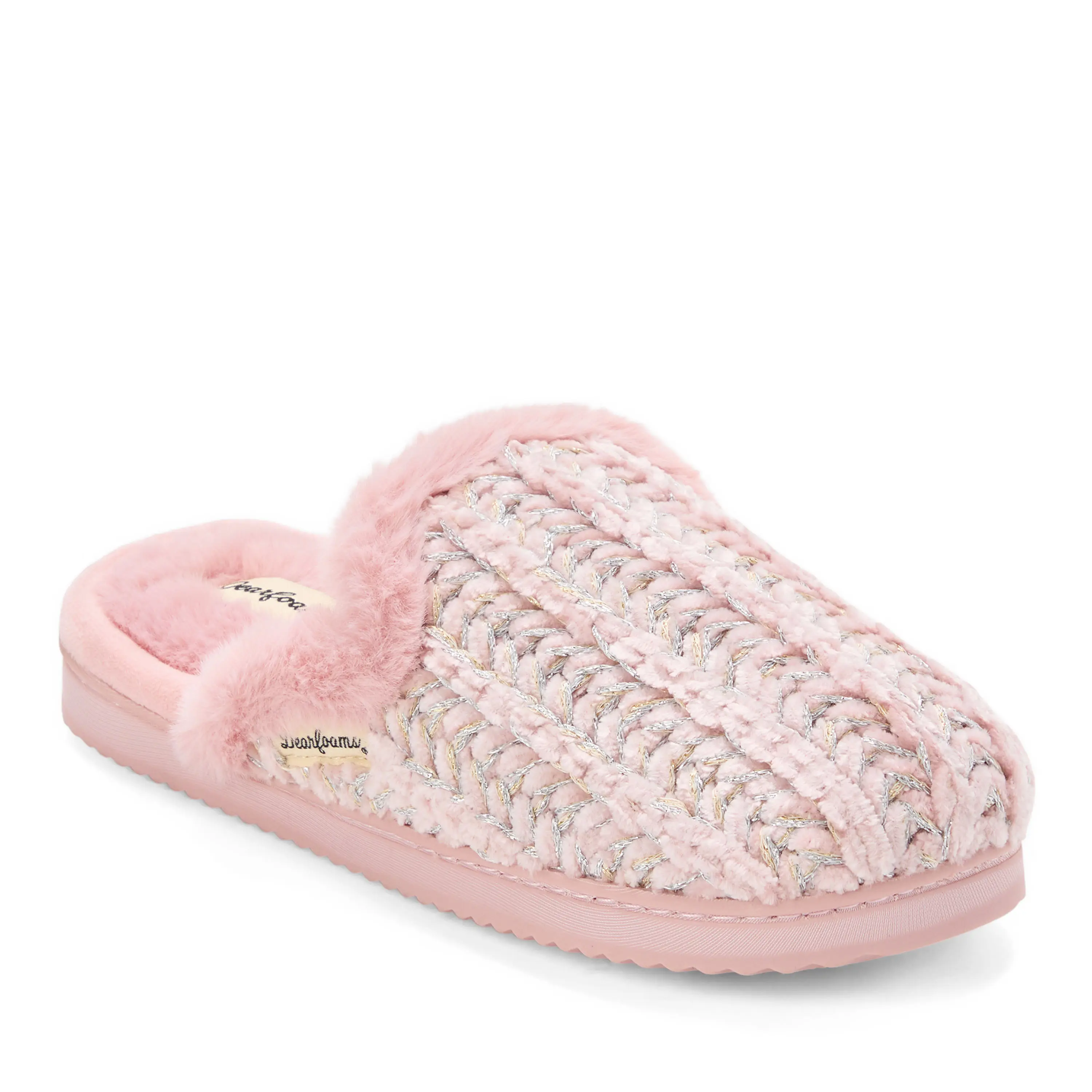 Dearfoams Women's Paris Chenille Scuff Slipper, Temperature Regulating Indoor/Outdoor Shoe with Shaped Tab