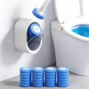 Toilet Wand Cleaning Kit with 16 Pre-Soaked Disposable Refill Heads, Wall-Mounted Holder, and Ergonomic Handle for Deep Bathroom Toilet Cleaning