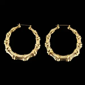 Oversized bamboo earrings golden heart triangle circle earrings female jewelry