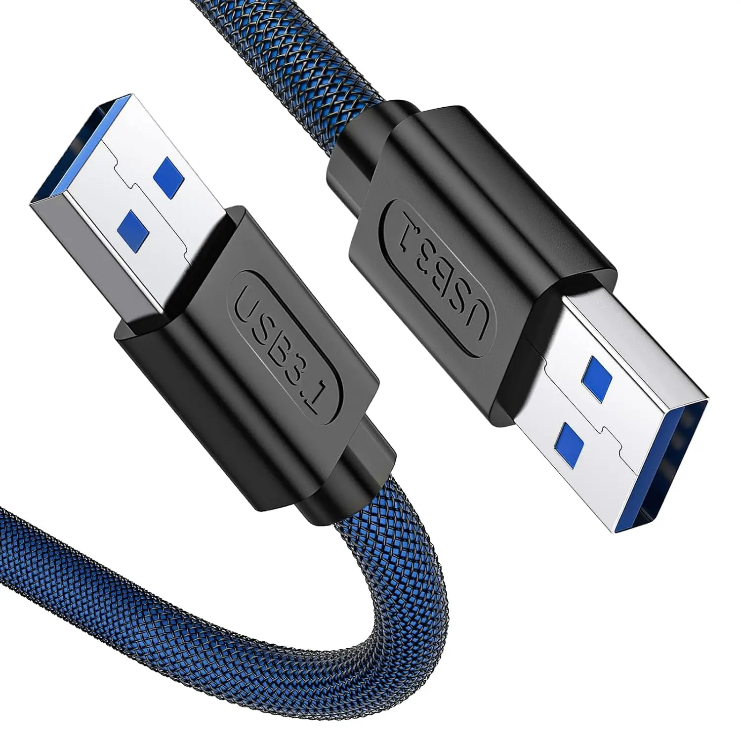 USB 3.0 A to A Male  10 FT, USB 3.0 Male to Male  Double End USB Cord Compatible with Hard Drive Enclosures DVD Player Laptop Cooler - Blue