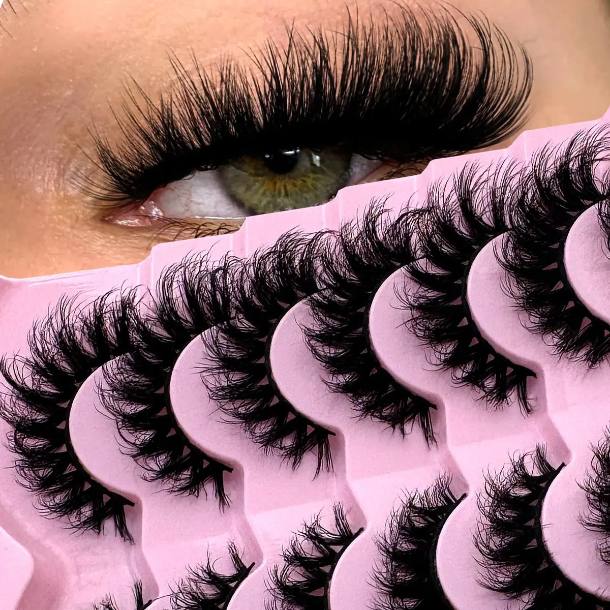 9 pairs of cat eye, artificial mink, thick and curly, DIY Cluster Lashes volumized fake eyelashes, Volumized false eyelashes, fluffy and comfortable to wear, wide eyes, lifted eye tails, DIY eyelash extension, Volume Eyelash Clusters, Dramatic Fluffy Lash