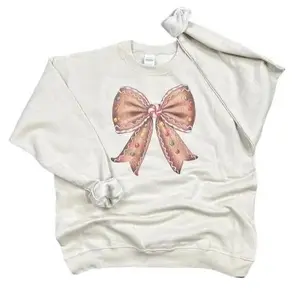 Gingerbread Bow Sweatshirt on Sand - Christmas Sweatshirt for Women