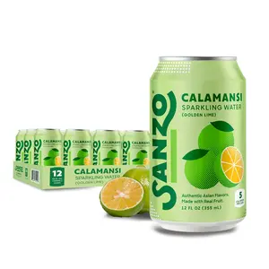 Flavored Sparkling Water Golden Lime Seltzer (Calamansi) Low Calorie Low Sugar Soda Craft Asian Drinks Vegan Gluten Free Carbonated Flavored Water Fizzy Healthy Drinks 12oz, 12
