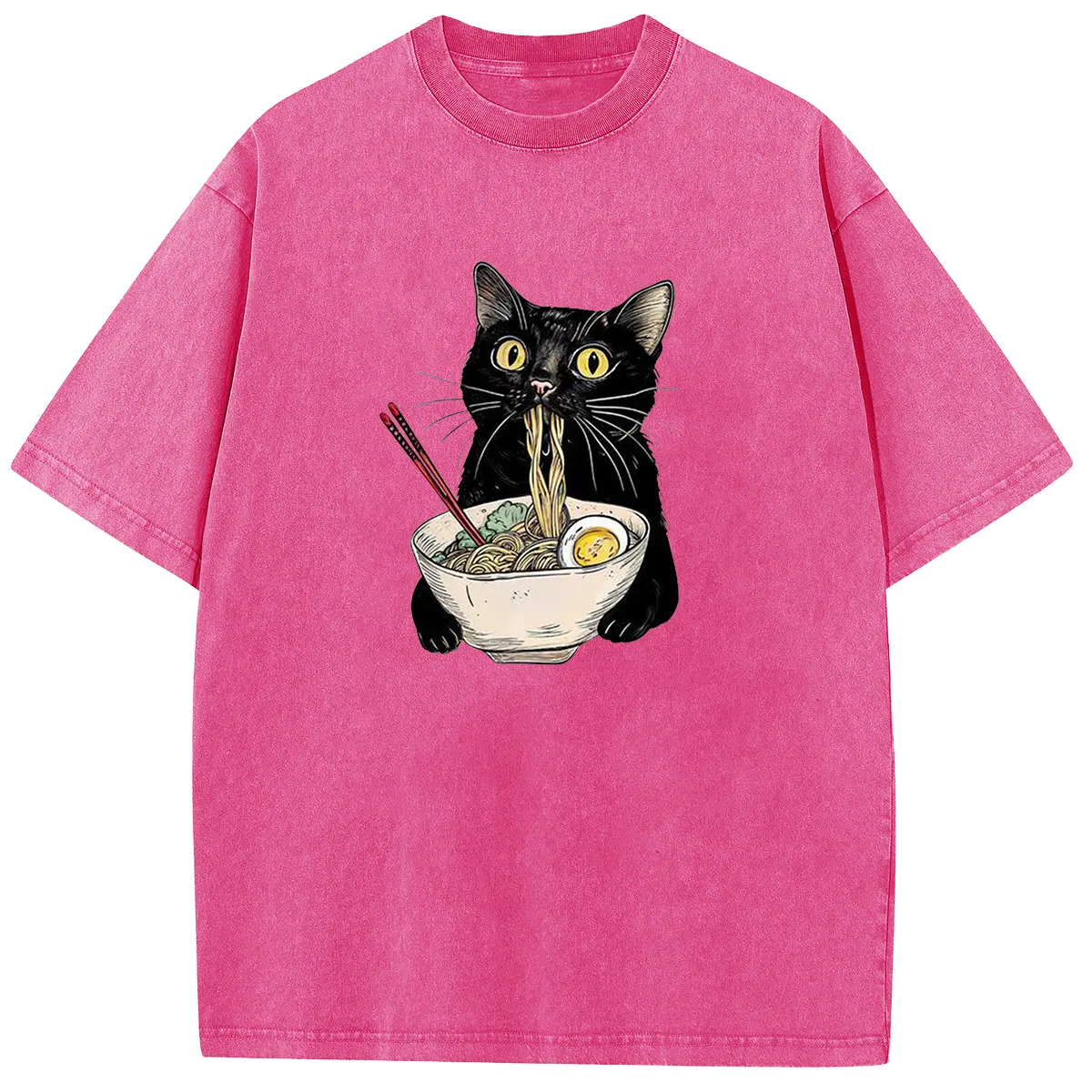 Holafish Women's Oversized Vintage Black Cat Graphic T-Shirt, Breathable Acid Washed Cotton Short-Sleeve Casual Streetwear Top, Shortsleeve, Comfortable, Everyday, Style, Tshirt, Clothes, Stylish, Print, Fit, Letters