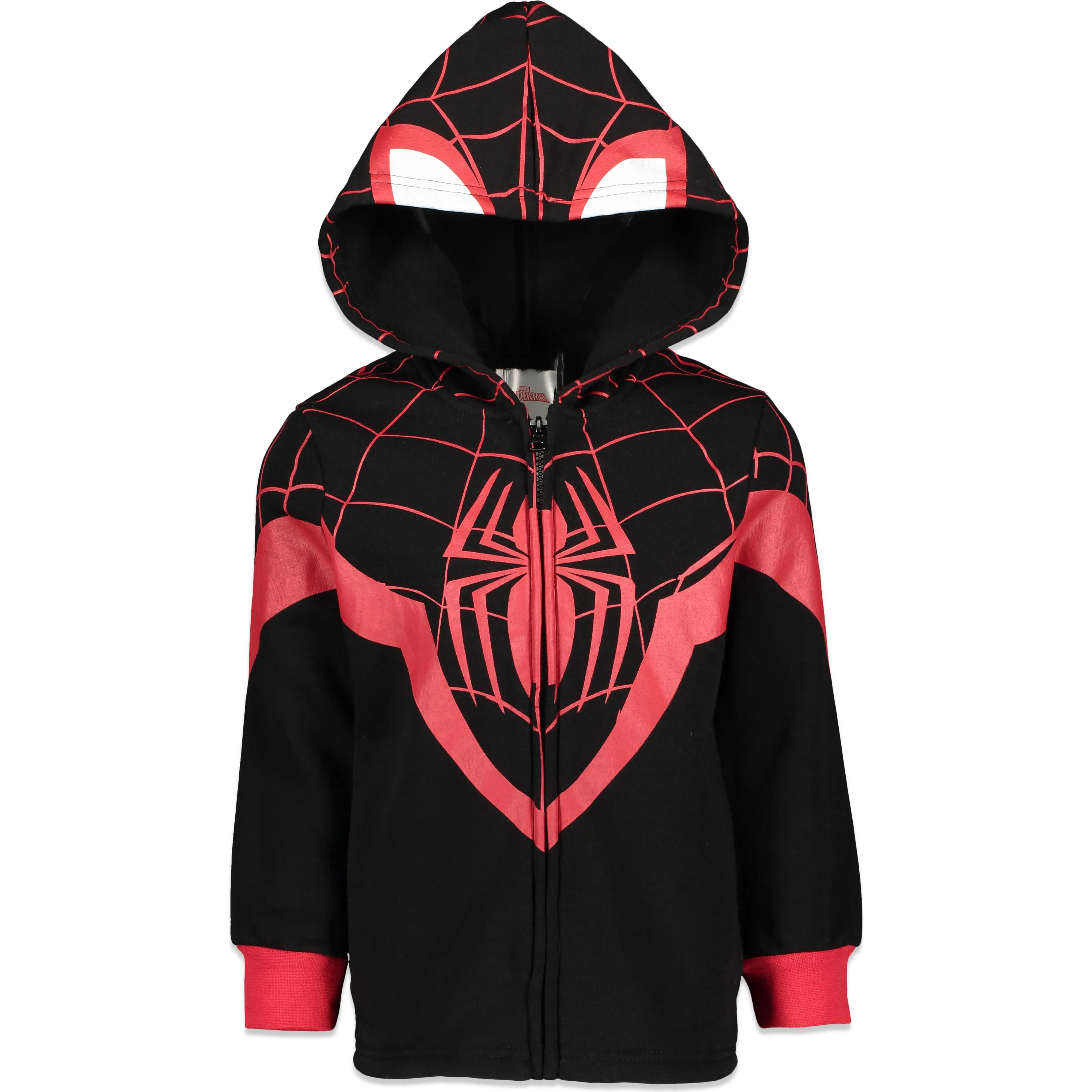 Marvel Spider-Verse Miles Morales Graphic Zip-Up Hoodie Sweatshirt - Kids' Casual Print Hoodie, Black (Toddler to Big Kid), Graphic Hoodie Sweatshirt