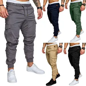 Men's 6-Color Casual Pants Multi-Pocket Cargo Long Pants Men's Woven Fabric Jogger Pants Slim Fit Stretch Casual Chinos