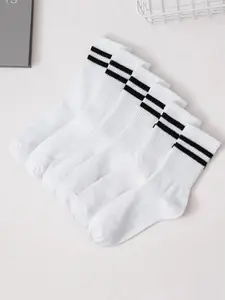 Women's 6 Pairs Sock Set Striped Print Crew Socks, Soft Comfy Breathable Mid Calf Socks For Gym Outdoor Daily, Women's Socks & Hosiery, Cozy Fall Outfits, Versatile Street Style Womenswear, Summer Outfits 2024, Casual Stylish Socks