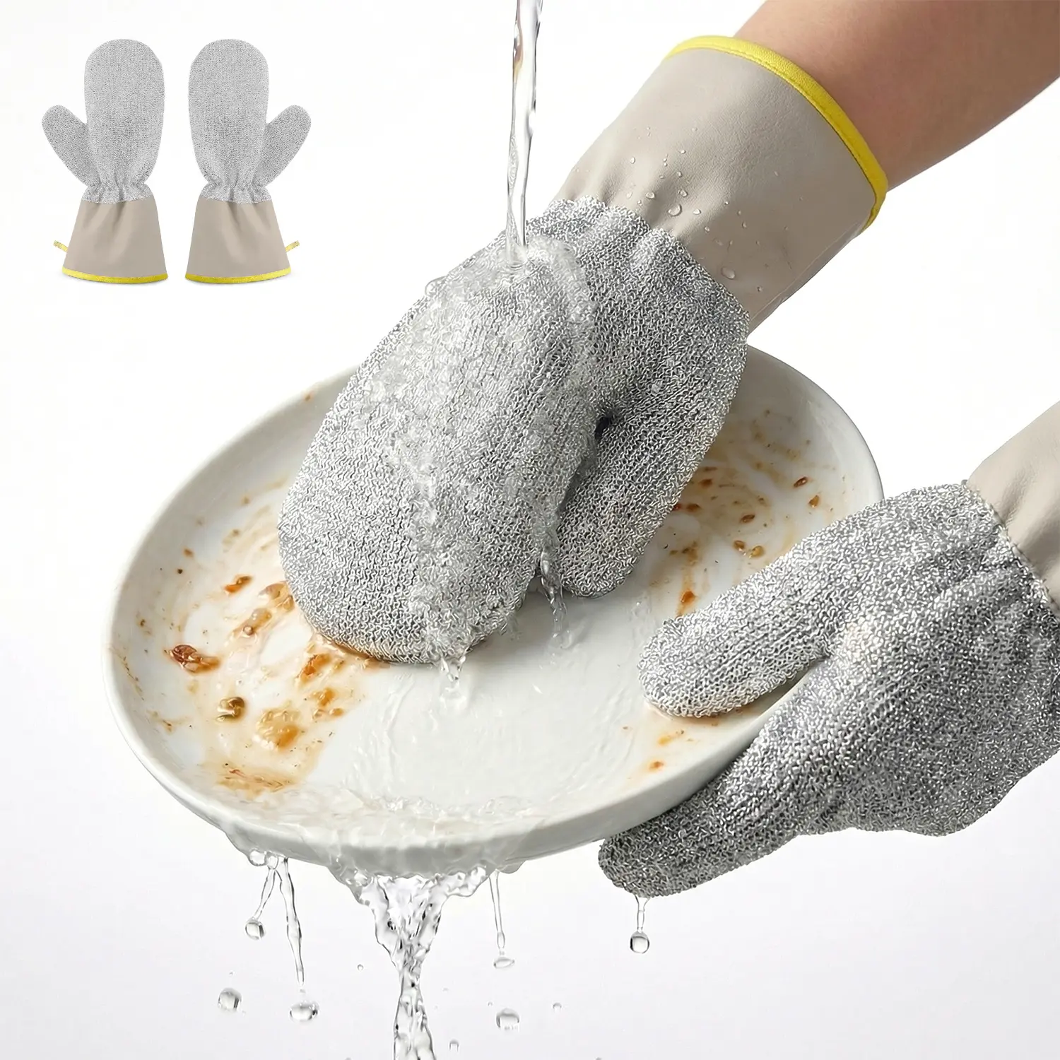 2Pcs Wire Dishwashing Gloves, Waterproof PVC2pcs Liner Scrubber Gloves,Non-Scratch Cleaning Gloves for Kitchen, Reusable & Durable, Protect Hands & Cookware#SummerWins #DealsForYouDays