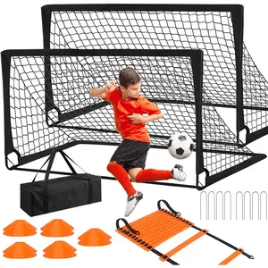 Soccer Goals for Backyard, 2 of 6 x 4 ft  Soccer Goal Set Soccer Net with 10 Soccer Cones, Agility Ladder & Carry Bag, Portable Soccer  Equipment.