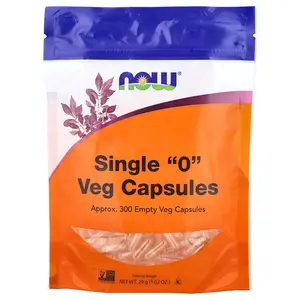 NOW Foods Single "0" Veg Capsules, Approx. 300 Empty Veg Capsules, 1.02 oz (29 g)