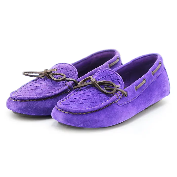 Pre-owned BOTTEGA VENETA Suede  Small Leather Goods Intrecciato Driving Shoes