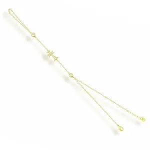 EVRY JEWELS Gold or Silver Plated Women's Hypoallergenic Double Cross Me Hand Chain