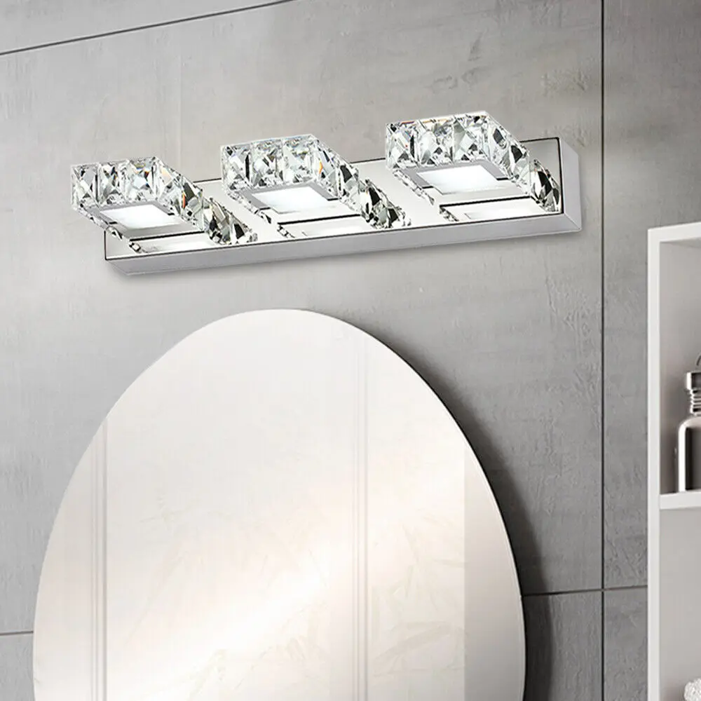 CNCEST Contemporary 3-Square LED Crystal Wall Sconce - 90-260V Indoor Wall Fixture, Acrylic LED Decoration, Backlit Vanity Over-Mirror Lighting for Vanity Table, Led Lights