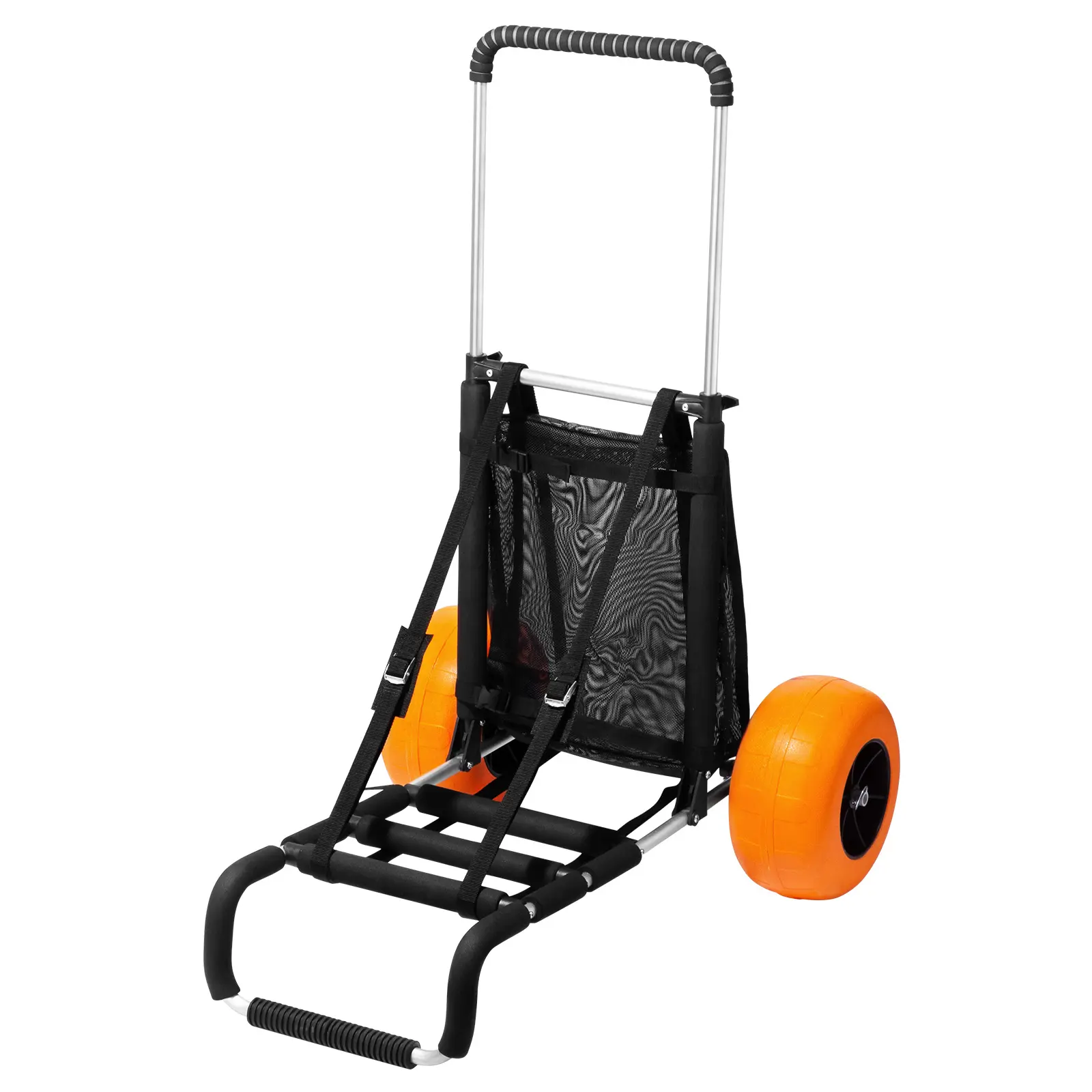 【Summerfinds】VEVOR Heavy-Duty Aluminum Portable Folding Trolley - 12in Foam All-Terrain Wheels, 29.9x15.4in Cargo Deck, 165 lbs Capacity, 27-44.7in Adjustable Height, Straps Hold Gear, for Adults' Beach, Gardening Use