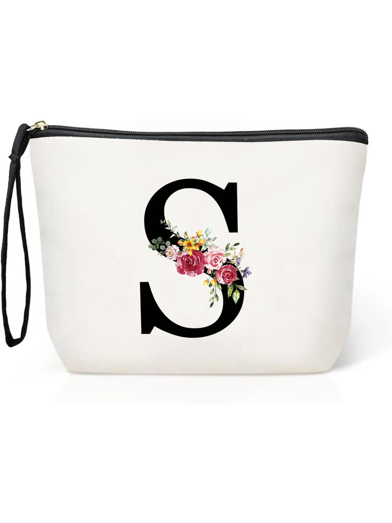 Personalised Initials Large Makeup Bag, Makeup Bag, Women's Travel Canvas Cosmetic Bag, Birthday Gifts for Women and Mother, Gifts for Girlfriends, Bride and Bridesmaids, s