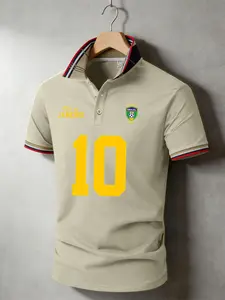 1 men's polo shirt, fashionable high-end printing, fashionable collar design, suitable for outdoor travel, business gatherings, home or work, holiday gifts, Father's Day