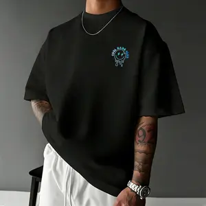 Men’s smiley lightning blue drop pattern T-shirt, 100% pure cotton loose fit men’s tee, TikTok 2025 trend, urban dad lifestyle street-style casual short sleeve, a must-have under $10., Top, Menswear, Shortsleeve, Round Neck tiktokshopspringglowup,summervi
