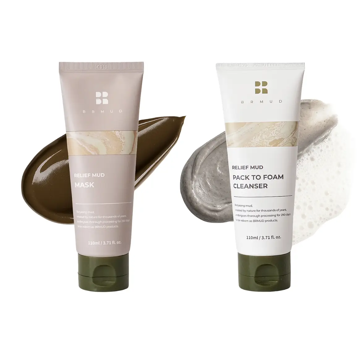 [Official Shop] BRMUD Mud Mask & Cleanser Bundle – Mud and Fresh Water Duo for Deep Cleansing, Pore care & Comfortable Hydration, Moisture, Hydrated