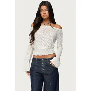 Alef Sheer Lace Off Shoulder Top