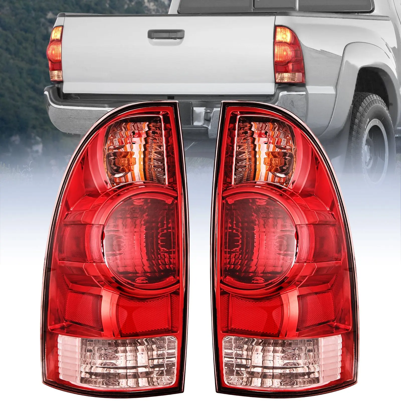 Nilight OE-Style Taillight Assembly - DOT/SAE Safe, High-Impact, Plug-and-Play Rear Lamp Replacement for 2005-2015 Toyota Tacoma (Driver & Passenger Side, Sealed Housing)
