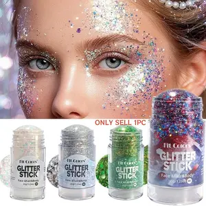Sparkling Sequins Glitter Gel Stick Sparkly Shimmer 8 Colors Sequin Shimmering Body Glitter Cosmetic Stick Hair Glitter Stick Festival Makeup