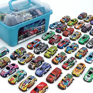 Random Color and Style Pull Back Car Toy with Storage Box, 24/36/52pcs Mini Car Toy, Fun Racing Car Toy, Ideal Birthday Gift, Diecast Metal Car