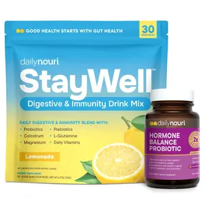 Daily Nouri StayWell Digestive & Immunity Drink Mix Lemonade Flavor with Hormone Balance Probiotic 30 Day Supply for Gut Health Immunity & Digestion - Healthcare