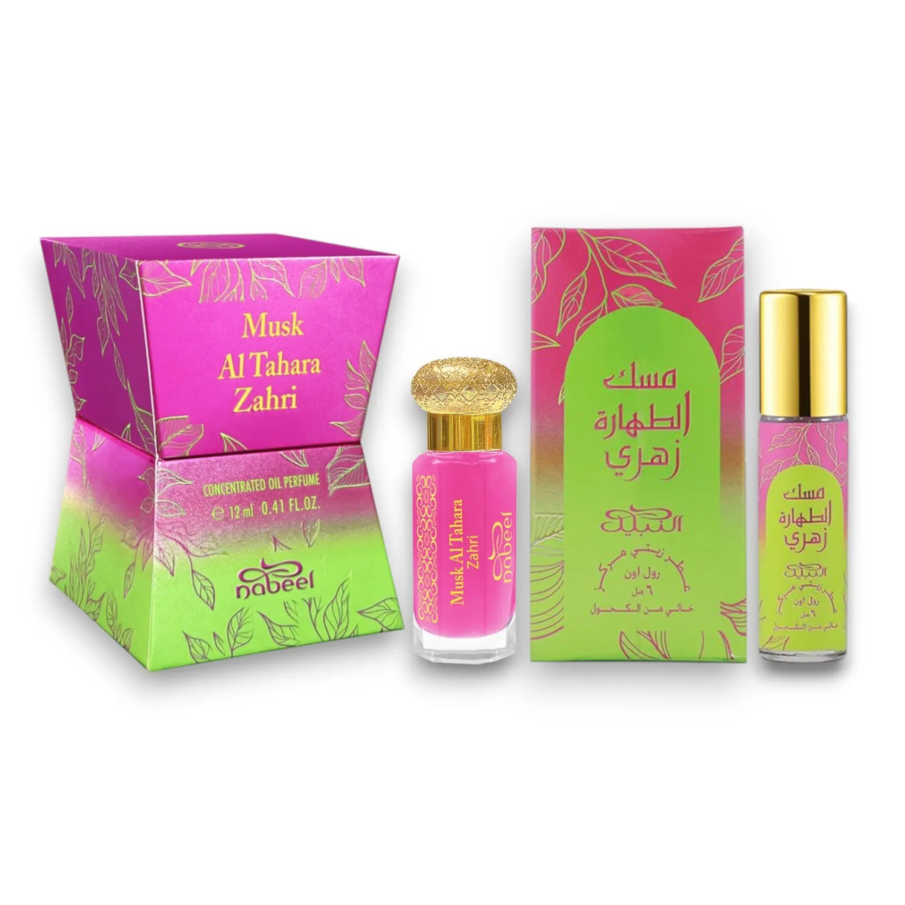 Nabeel Musk Al Tahara Zahri Unisex Fragrance Set - 6 ML Eau de Parfum + 12 ML Roll-On Oil, Floral White Musk, Violet & Powdery Notes